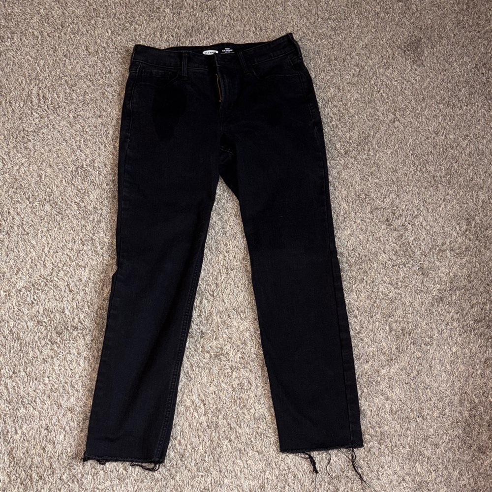 Old Navy High Rise Slim Straight Jeans - Black